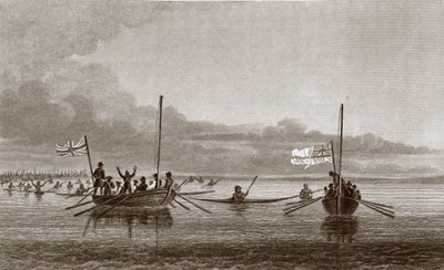 Eskimaux Coming Towards the Boats in Shoalwater Bay, from 